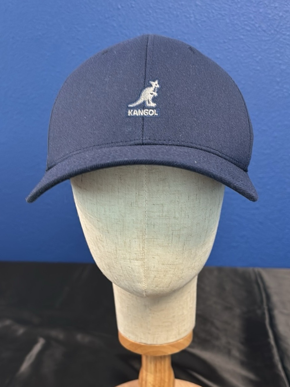 Kangol Wool Flexfit Fitted Baseball Cap (Style #8650BC) in Navy Blue